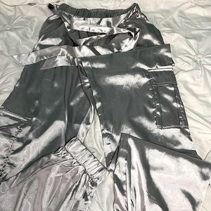 PLT Grey Silk Joggers w/ Pockets